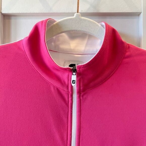 FootJoy HotĀ Pink White FullāZip Mid Layer Jacket Panel Pockets SizeāS - Picture 4 of 13